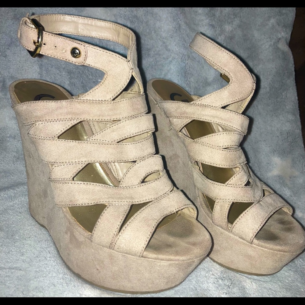 Tan G by Guess wedge sandals